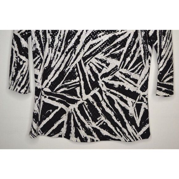 Tribal Women's Small Black Zebra Print 3/4 Sleeve Blouse - Picture 3 of 10